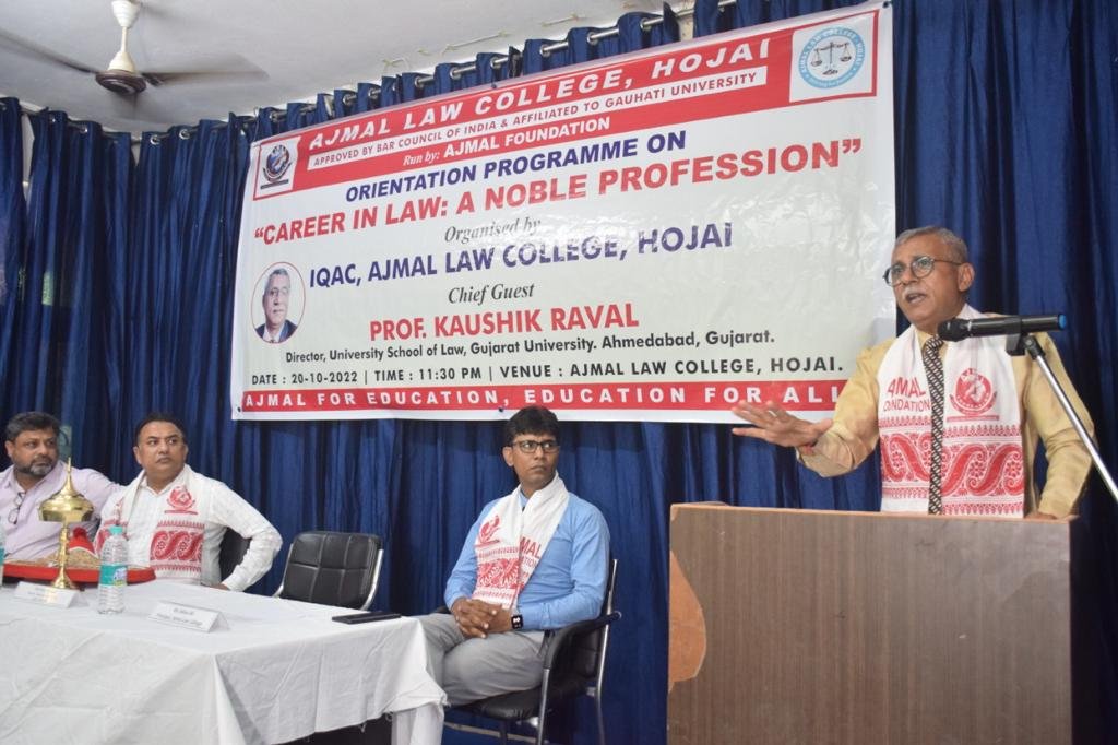Orientation Programme by Prof. Kaushik Rawal (Director, University School of Law, Gujarat University) on “Career in Law: A Noble Profession” organised by IQAC, Ajmal Law College, Hojai