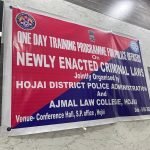 A One Day Training Programme for the O/Cs, I/Cs and I/Os of Hojai District on newly enacted criminal laws, jointly organised by Hojai District Police Administration and Ajmal Law College, Hojai today (8/6/24).